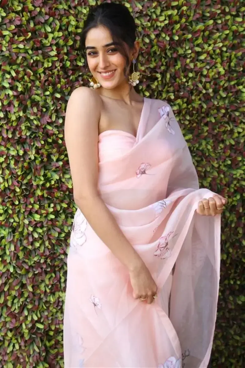 Sakshi Vaidya in Pink Saree at Gandeevadhari Arjuna Movie Interview